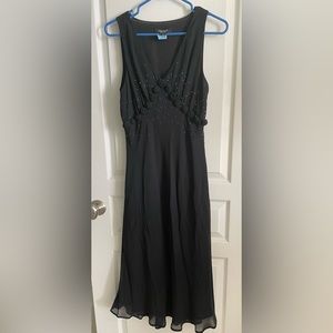 Karen Kane cocktail dress. Sheer top layer with slip underneath.